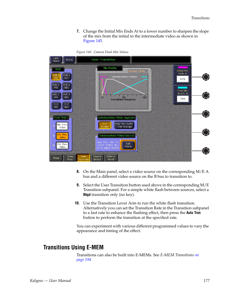 Transitions using e-mem | Grass Valley Kalypso User Manual V.15.0 User Manual | Page 177 / 470