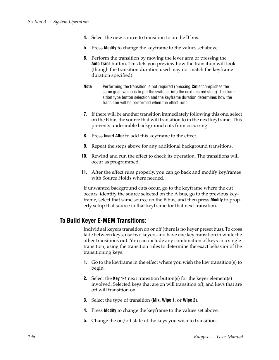 To build keyer e-mem transitions | Grass Valley Kalypso User Manual V.15.0 User Manual | Page 196 / 470