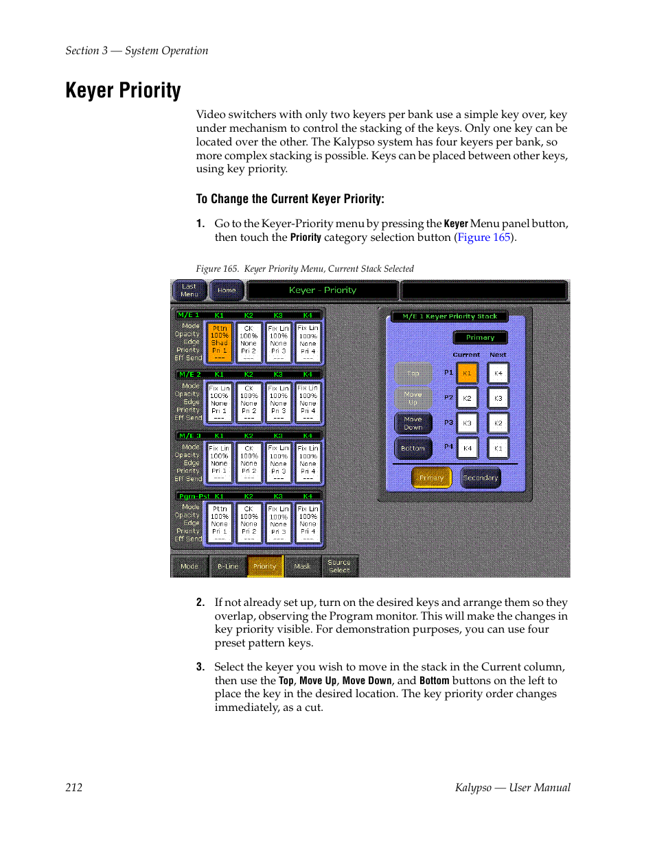Keyer priority | Grass Valley Kalypso User Manual V.15.0 User Manual | Page 212 / 470