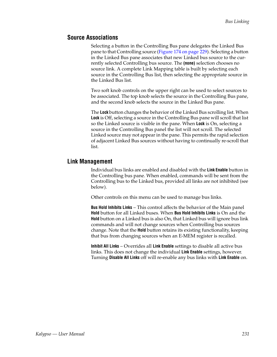 Source associations, Link management, E source associations | For mor | Grass Valley Kalypso User Manual V.15.0 User Manual | Page 231 / 470