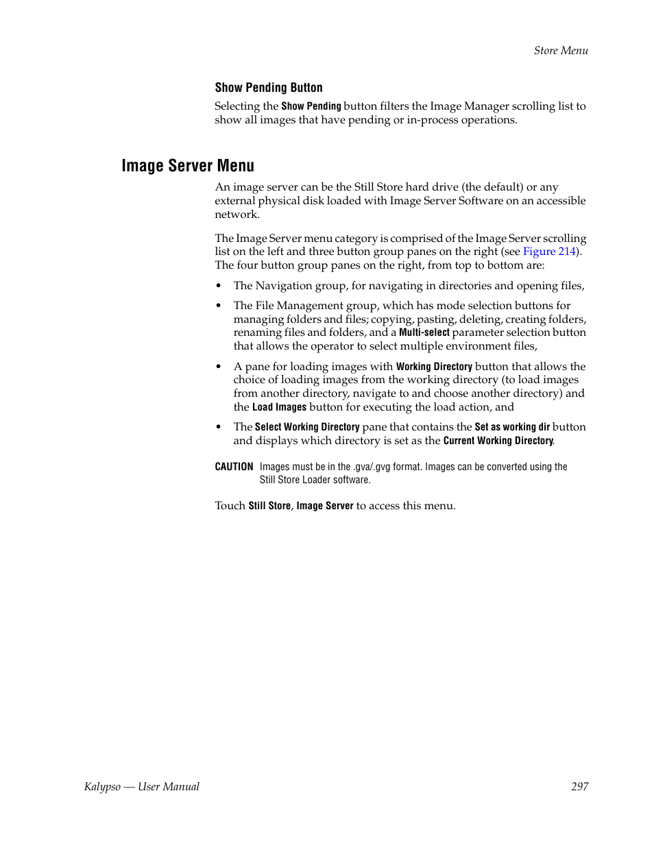 Image server menu | Grass Valley Kalypso User Manual V.15.0 User Manual | Page 297 / 470