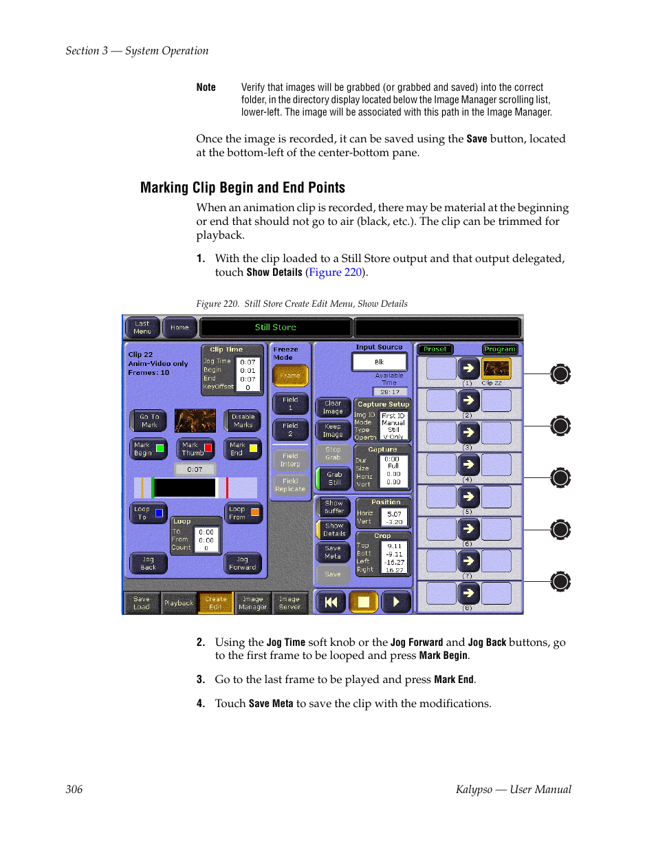 Marking clip begin and end points | Grass Valley Kalypso User Manual V.15.0 User Manual | Page 306 / 470