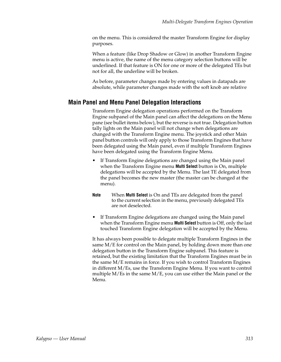 Main panel and menu panel delegation interactions | Grass Valley Kalypso User Manual V.15.0 User Manual | Page 313 / 470