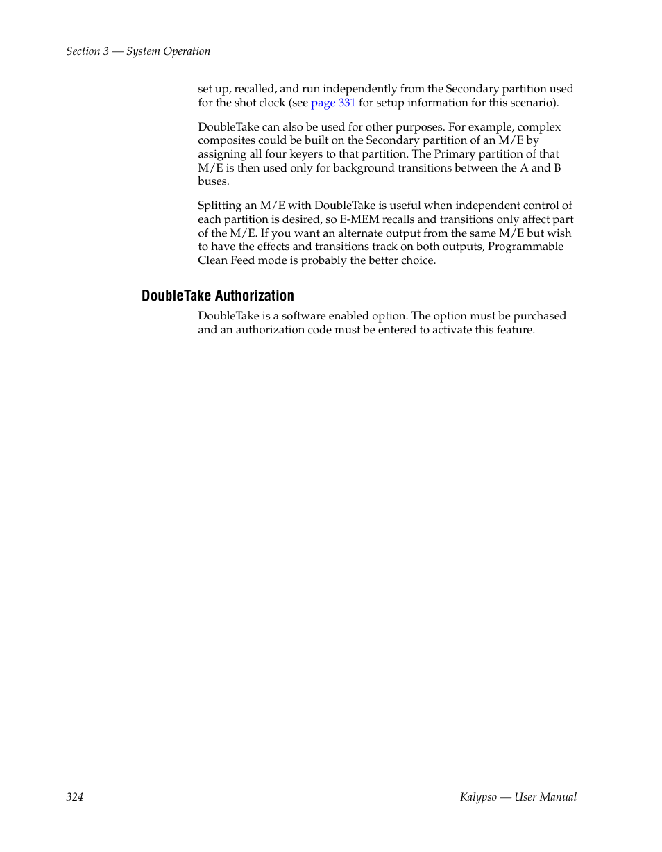 Doubletake authorization | Grass Valley Kalypso User Manual V.15.0 User Manual | Page 324 / 470