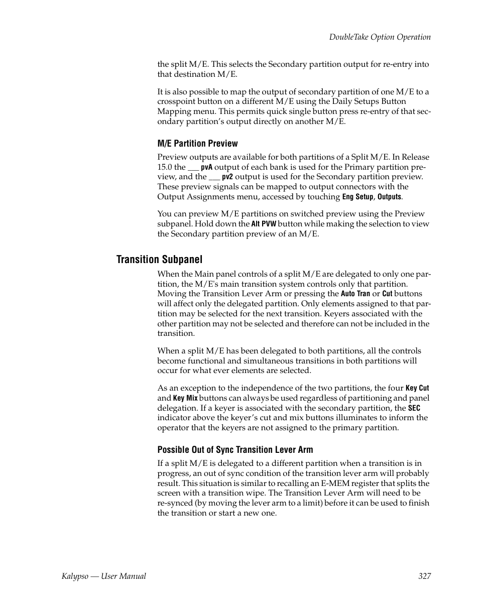 Transition subpanel | Grass Valley Kalypso User Manual V.15.0 User Manual | Page 327 / 470