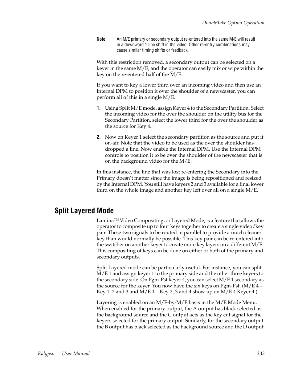 Split layered mode | Grass Valley Kalypso User Manual V.15.0 User Manual | Page 333 / 470