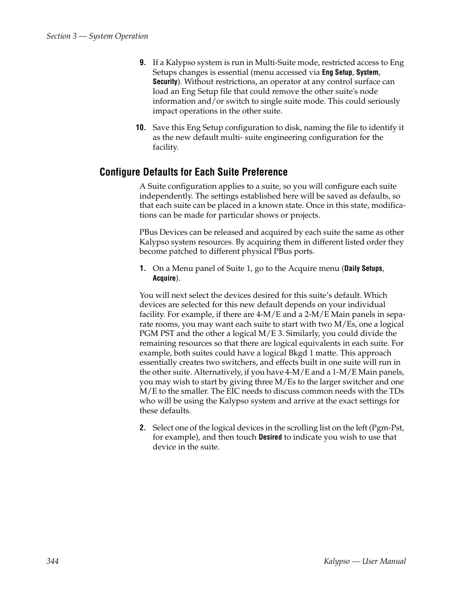 Configure defaults for each suite preference | Grass Valley Kalypso User Manual V.15.0 User Manual | Page 344 / 470