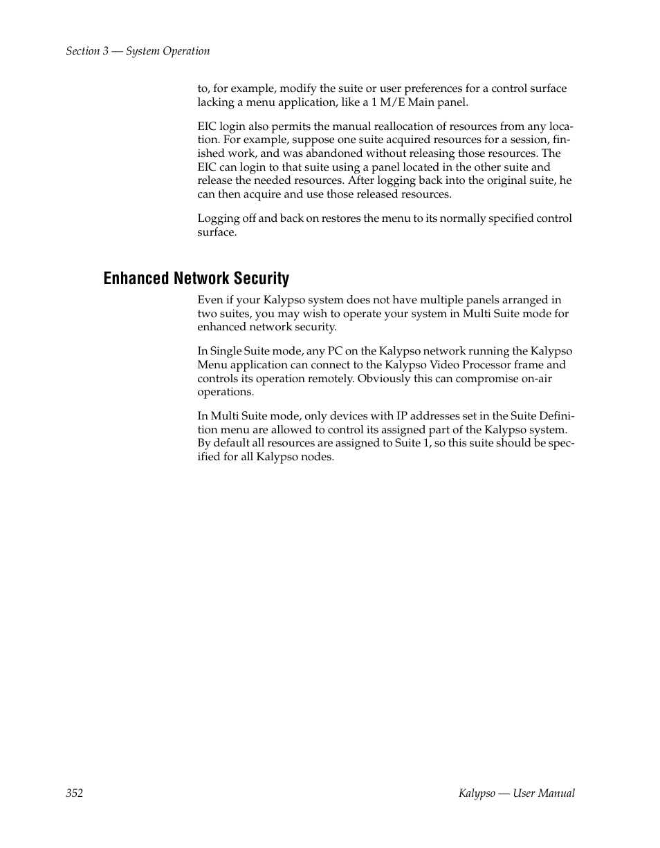 Enhanced network security | Grass Valley Kalypso User Manual V.15.0 User Manual | Page 352 / 470