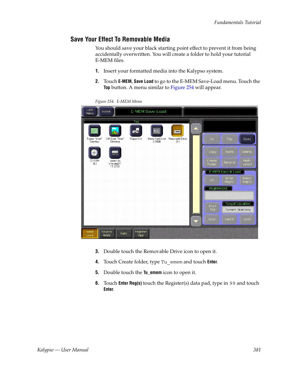 Save your effect to removable media | Grass Valley Kalypso User Manual V.15.0 User Manual | Page 381 / 470