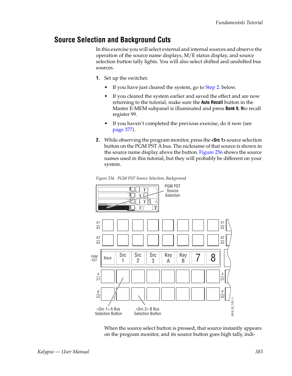 Source selection and background cuts | Grass Valley Kalypso User Manual V.15.0 User Manual | Page 383 / 470