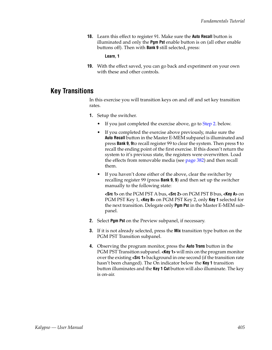 Key transitions | Grass Valley Kalypso User Manual V.15.0 User Manual | Page 405 / 470