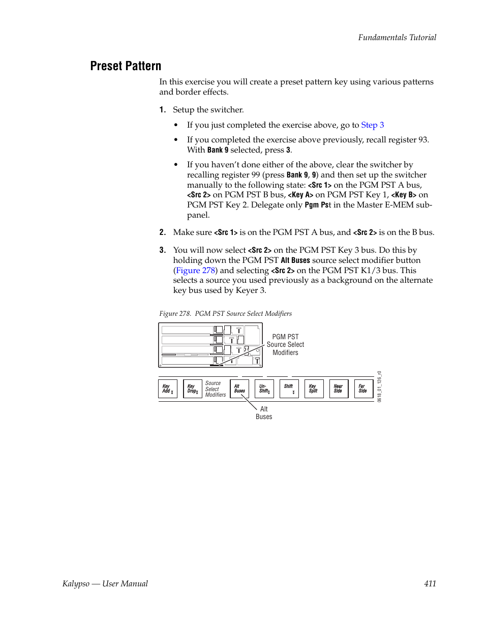 Preset pattern | Grass Valley Kalypso User Manual V.15.0 User Manual | Page 411 / 470