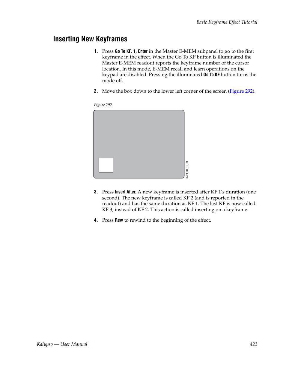Inserting new keyframes | Grass Valley Kalypso User Manual V.15.0 User Manual | Page 423 / 470