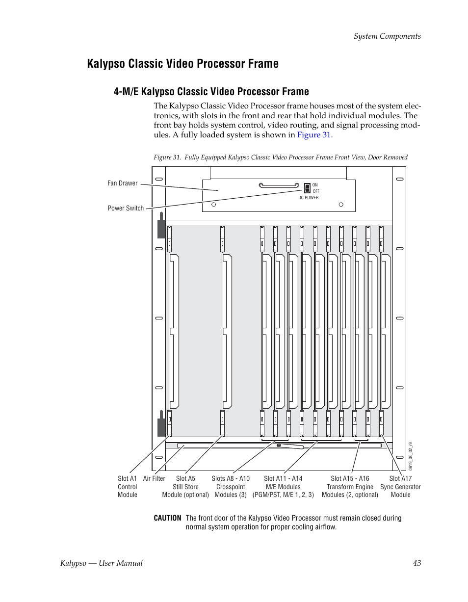Kalypso classic video processor frame, M/e kalypso classic video processor frame | Grass Valley Kalypso User Manual V.15.0 User Manual | Page 43 / 470