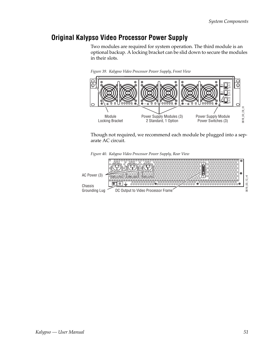Original kalypso video processor power supply, Kalypso — user manual 51 system components | Grass Valley Kalypso User Manual V.15.0 User Manual | Page 51 / 470