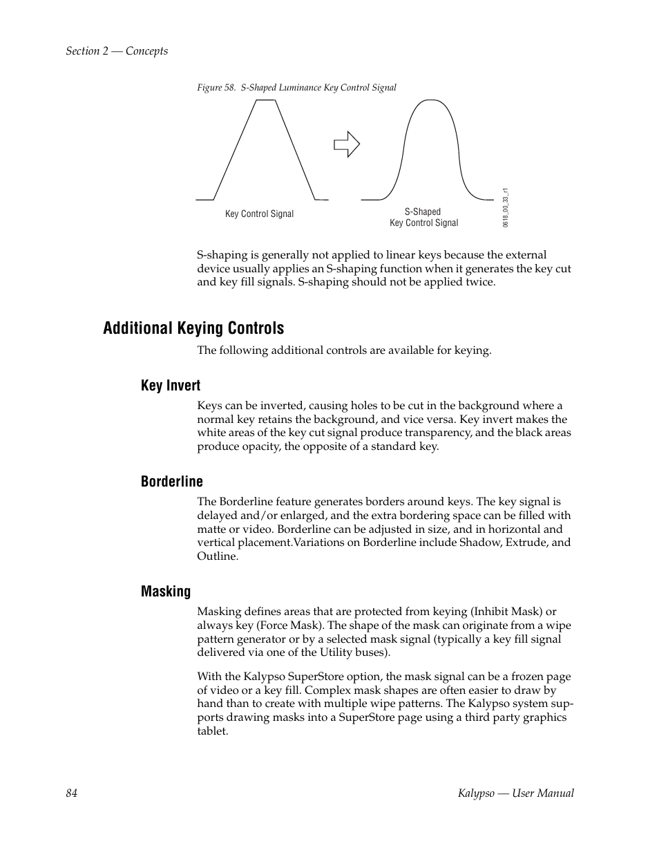 Additional keying controls, Key invert, Borderline | Masking, Figure 58 | Grass Valley Kalypso User Manual V.15.0 User Manual | Page 84 / 470