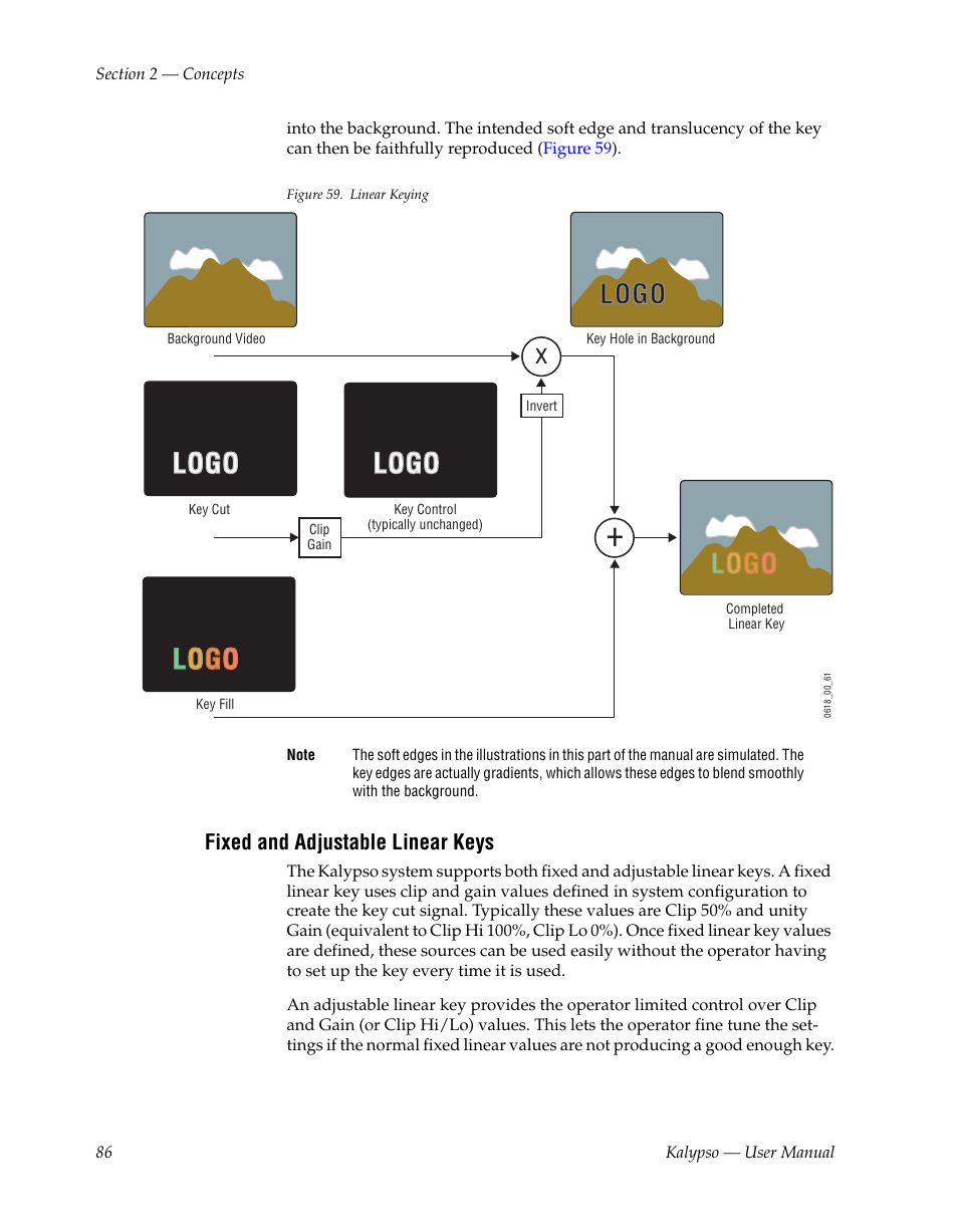 Fixed and adjustable linear keys, Logo | Grass Valley Kalypso User Manual V.15.0 User Manual | Page 86 / 470