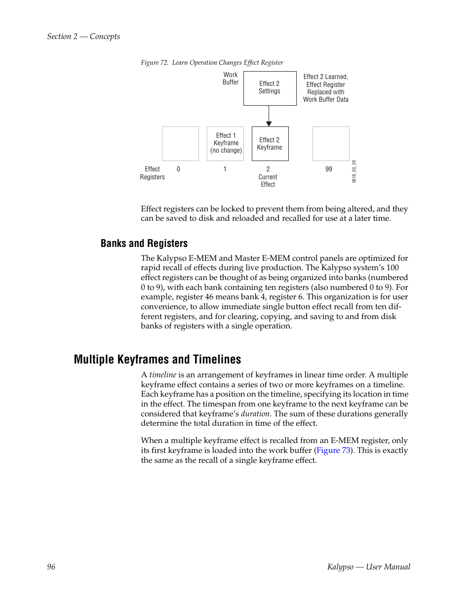 Banks and registers, Multiple keyframes and timelines, Figure 72 | Grass Valley Kalypso User Manual V.15.0 User Manual | Page 96 / 470