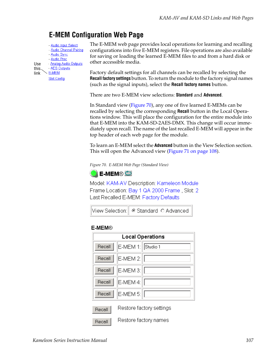 E-mem configuration web page | Grass Valley Kameleon Series v.5.1.0 User Manual | Page 107 / 134