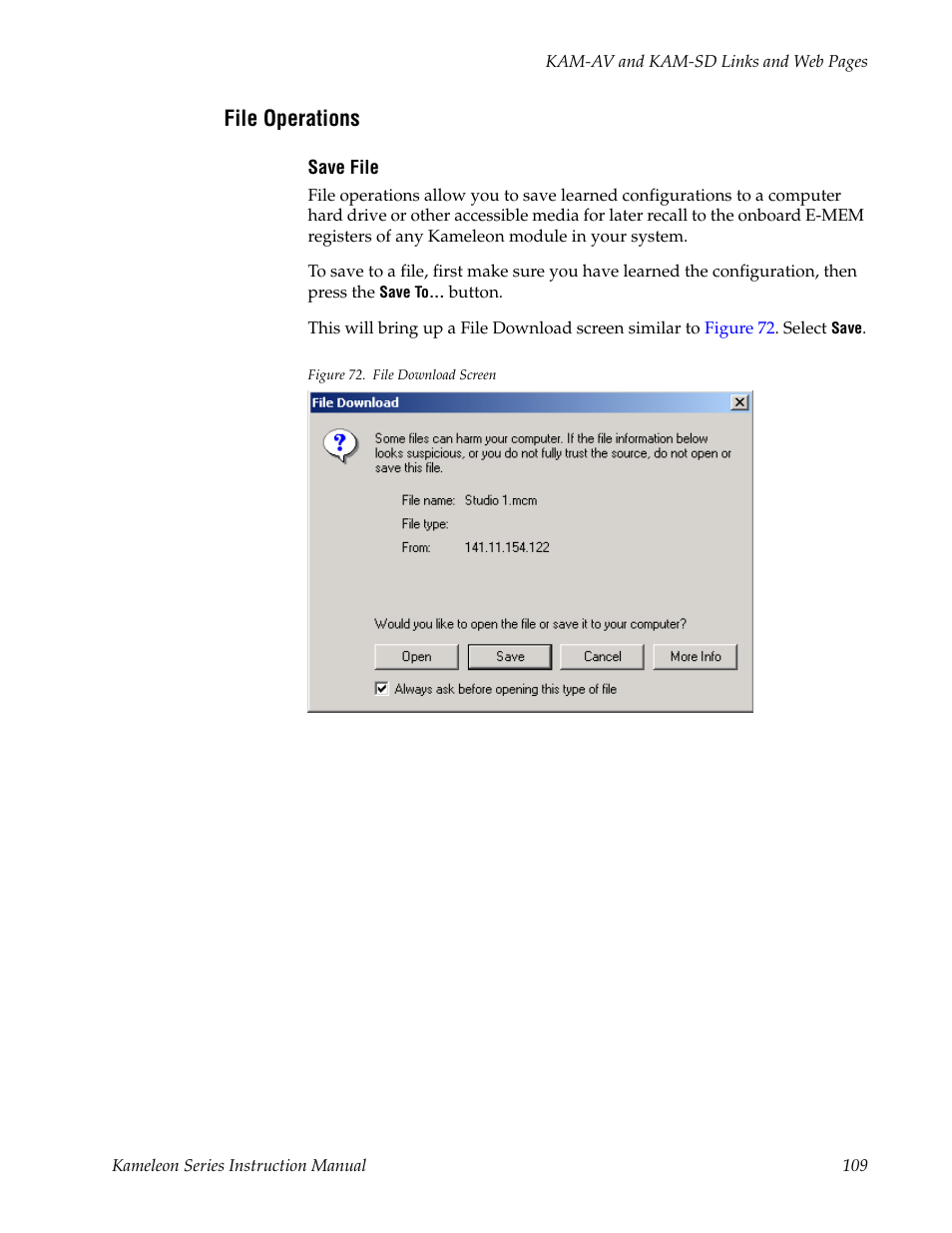 File operations | Grass Valley Kameleon Series v.5.1.0 User Manual | Page 109 / 134