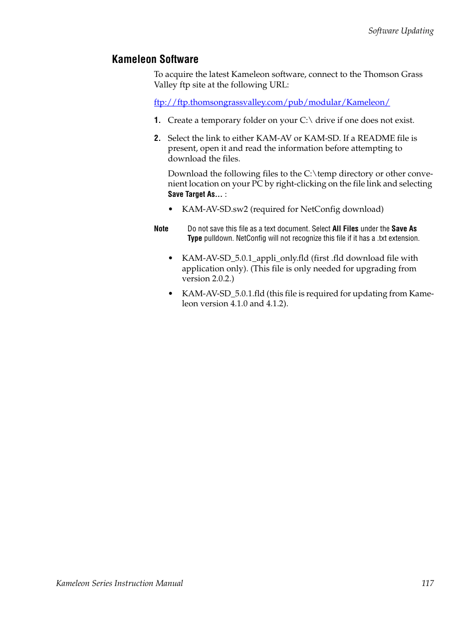Kameleon software | Grass Valley Kameleon Series v.5.1.0 User Manual | Page 117 / 134