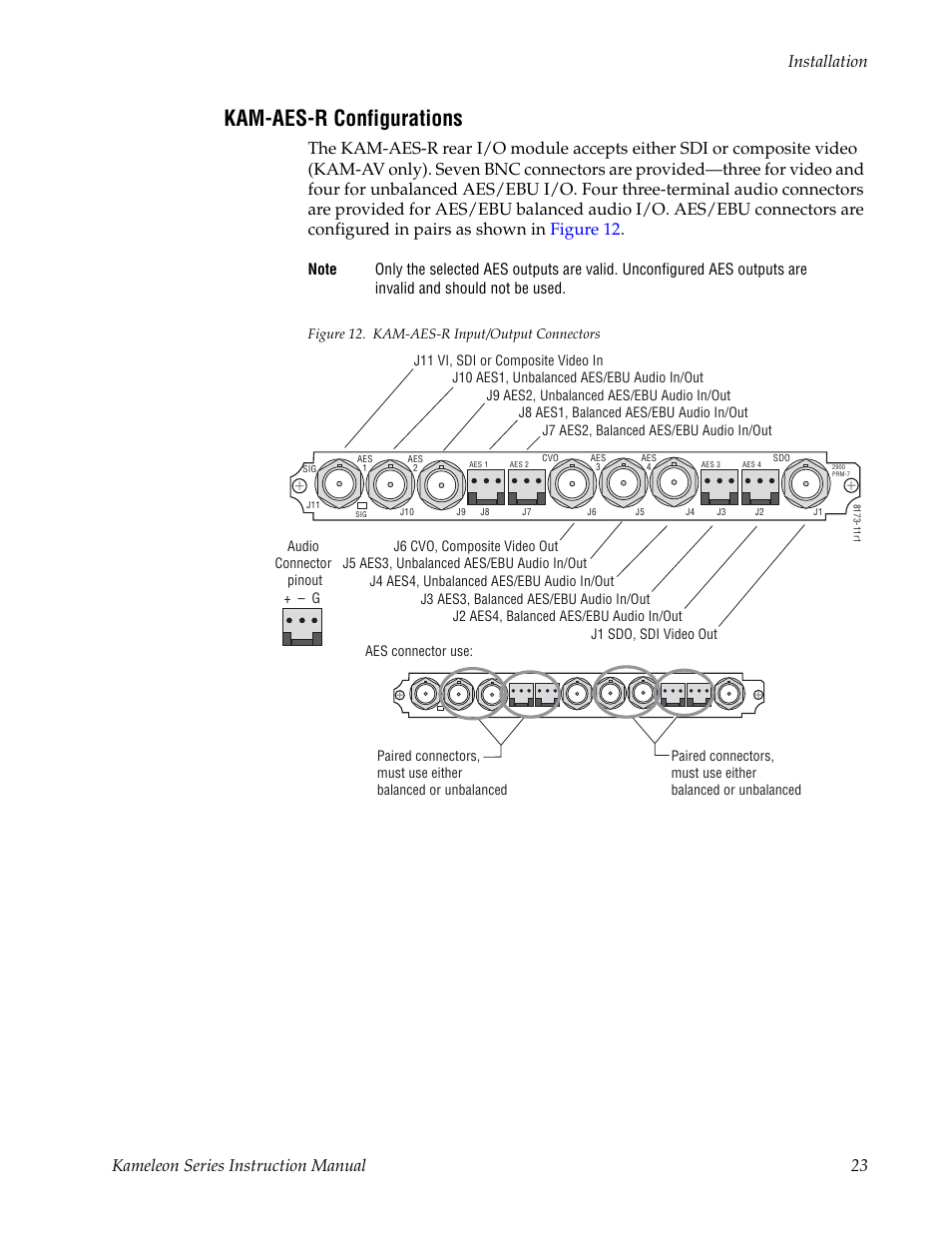 Kam-aes-r configurations, Kameleon series instruction manual 23 installation | Grass Valley Kameleon Series v.5.1.0 User Manual | Page 23 / 134