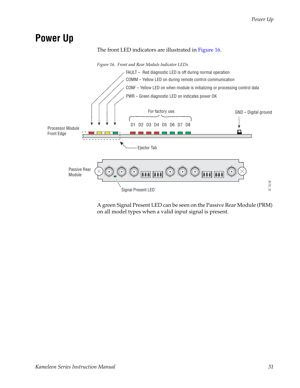 Power up | Grass Valley Kameleon Series v.5.1.0 User Manual | Page 31 / 134