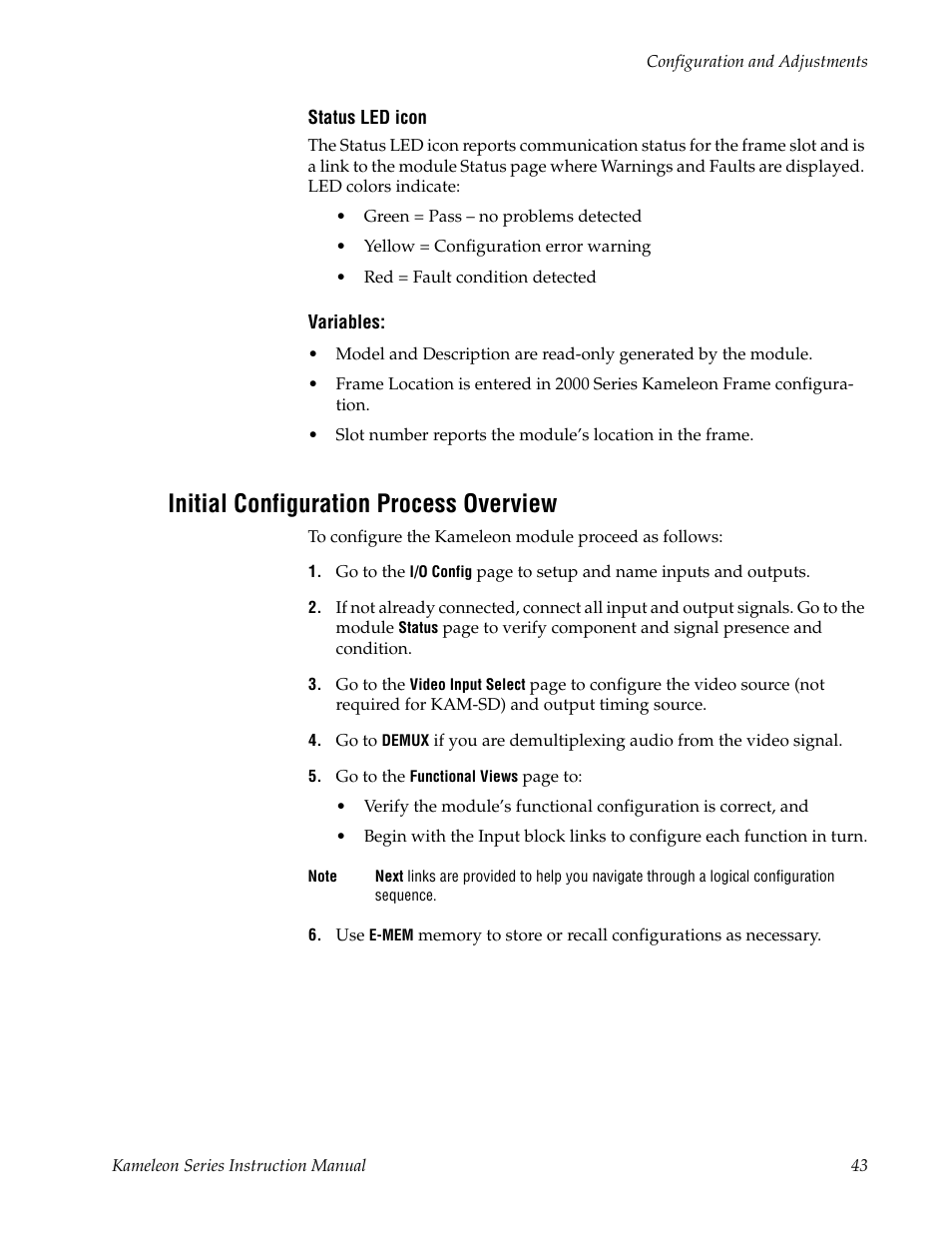 Initial configuration process overview | Grass Valley Kameleon Series v.5.1.0 User Manual | Page 43 / 134