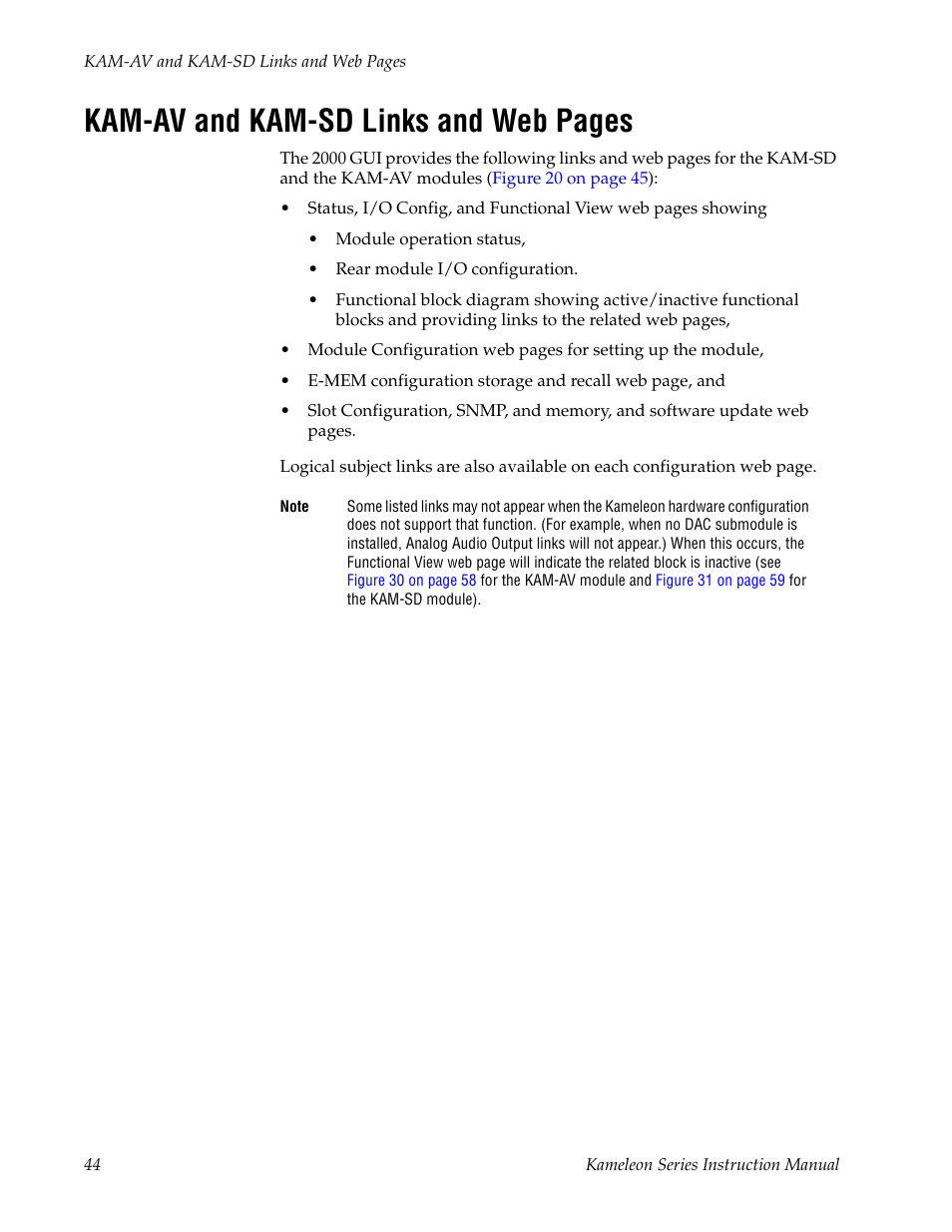 Kam-av and kam-sd links and web pages | Grass Valley Kameleon Series v.5.1.0 User Manual | Page 44 / 134