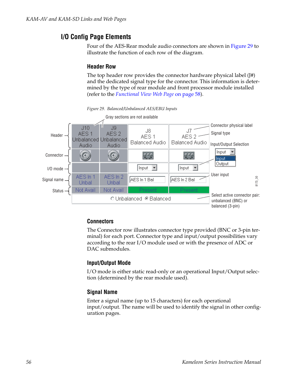 I/o config page elements | Grass Valley Kameleon Series v.5.1.0 User Manual | Page 56 / 134