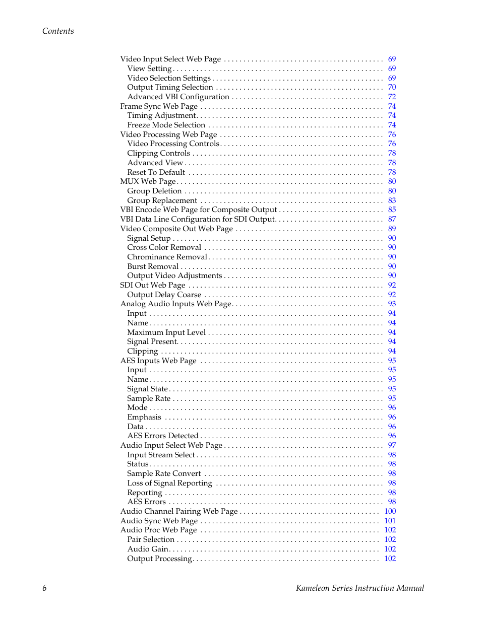 Grass Valley Kameleon Series v.5.1.0 User Manual | Page 6 / 134