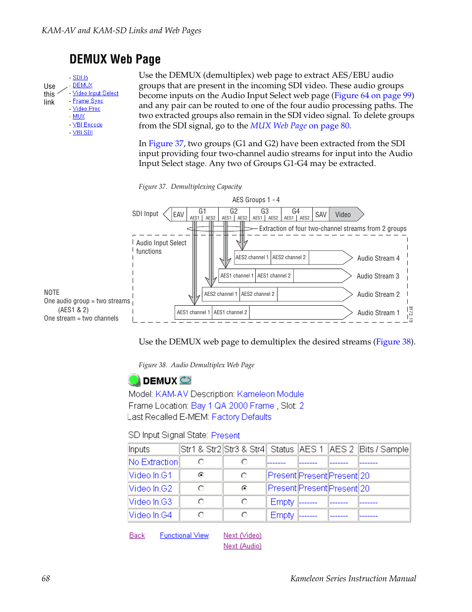 Demux web page | Grass Valley Kameleon Series v.5.1.0 User Manual | Page 68 / 134