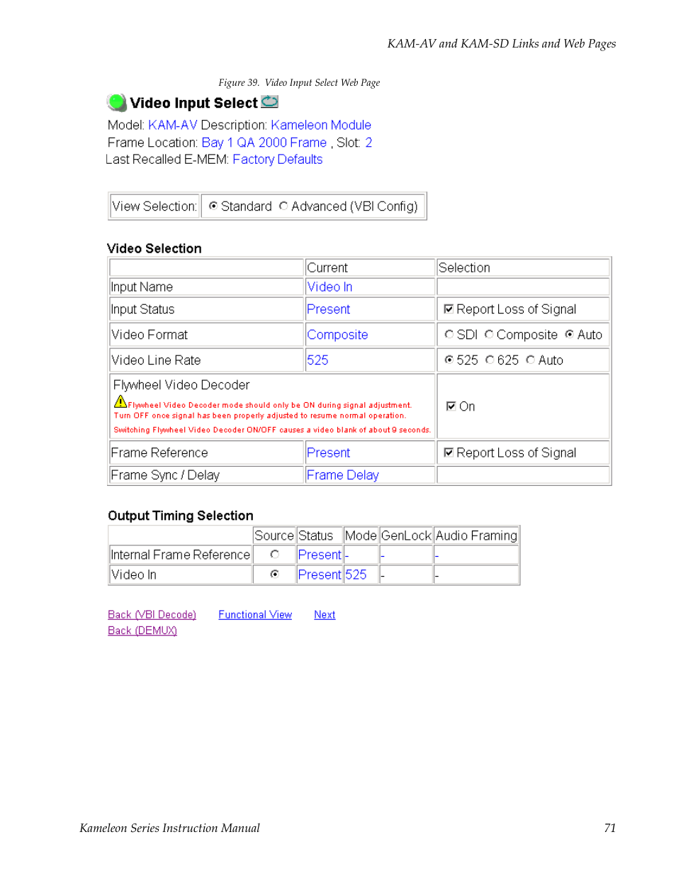 Ttings shown in | Grass Valley Kameleon Series v.5.1.0 User Manual | Page 71 / 134