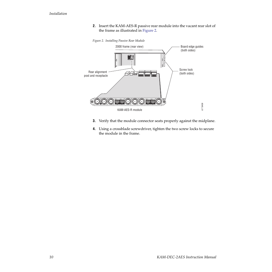 10 kam-dec-2aes instruction manual installation | Grass Valley KAM-DEC-2AES v.4.0.3 User Manual | Page 10 / 72