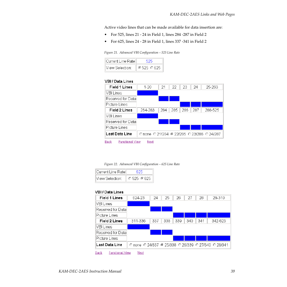 For 525 line rate and, Figure 21 on | Grass Valley KAM-DEC-2AES v.4.0.3 User Manual | Page 39 / 72