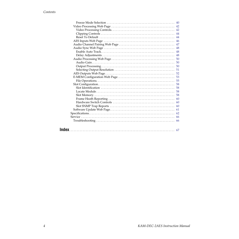 Grass Valley KAM-DEC-2AES v.4.0.3 User Manual | Page 4 / 72
