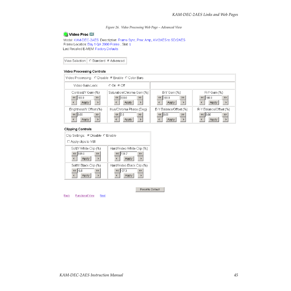 Adjust the following for the b-y | Grass Valley KAM-DEC-2AES v.4.0.3 User Manual | Page 45 / 72