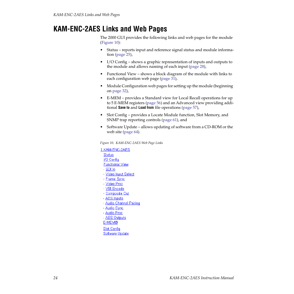 Kam-enc-2aes links and web pages | Grass Valley KAM-ENC-2AES v.4.0.1 User Manual | Page 24 / 76
