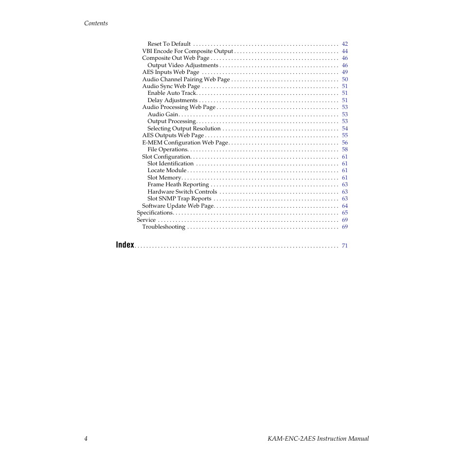Grass Valley KAM-ENC-2AES v.4.0.1 User Manual | Page 4 / 76