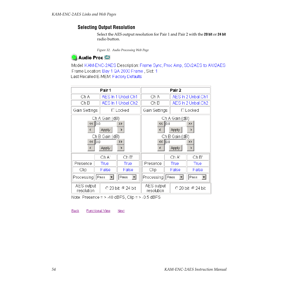 Selecting output resolution | Grass Valley KAM-ENC-2AES v.4.0.1 User Manual | Page 54 / 76