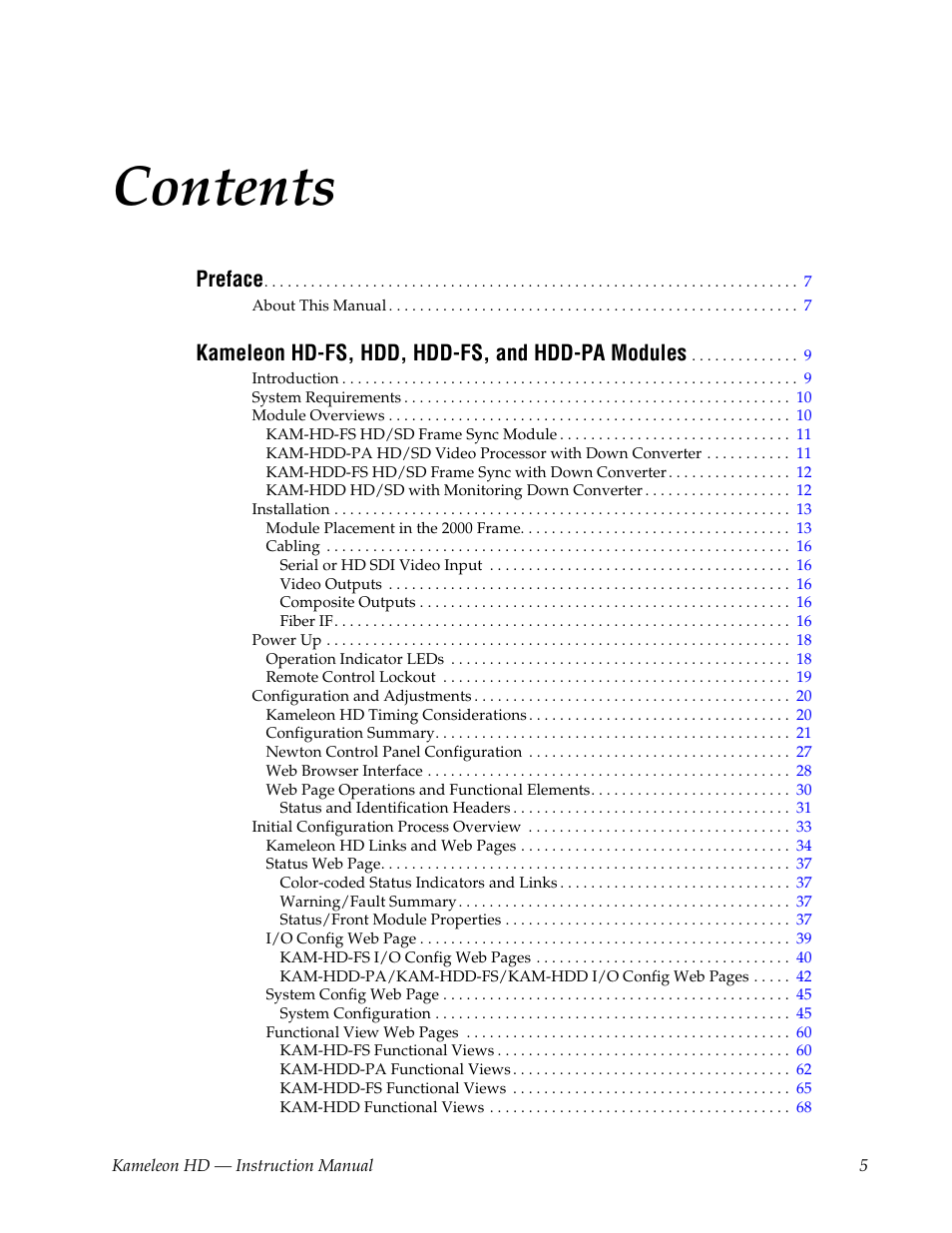 Grass Valley Kameleon HD Multi-Function Modules v.2.5.0 User Manual | Page 5 / 114