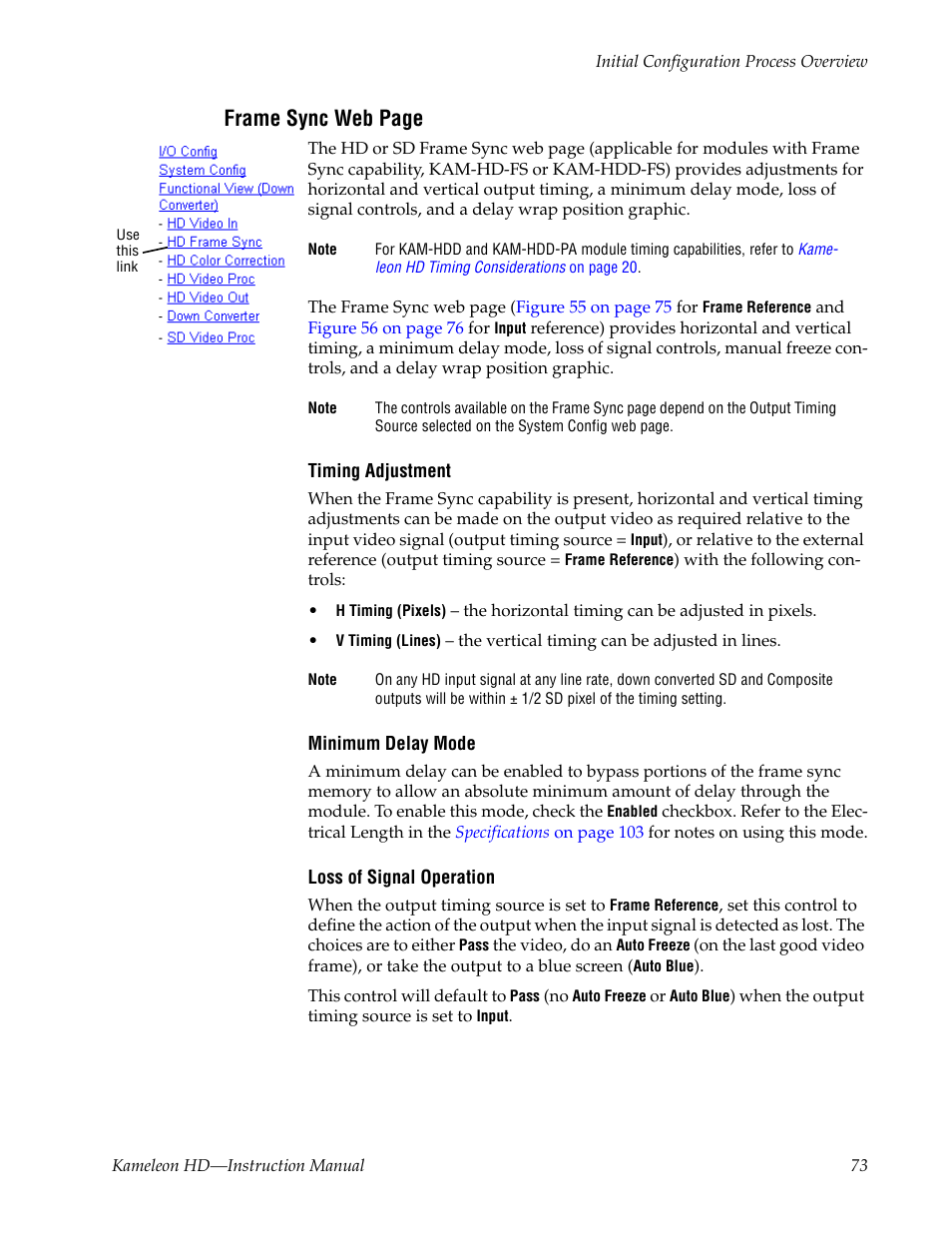 Frame sync web page | Grass Valley Kameleon HD Multi-Function Modules v.2.5.0 User Manual | Page 73 / 114