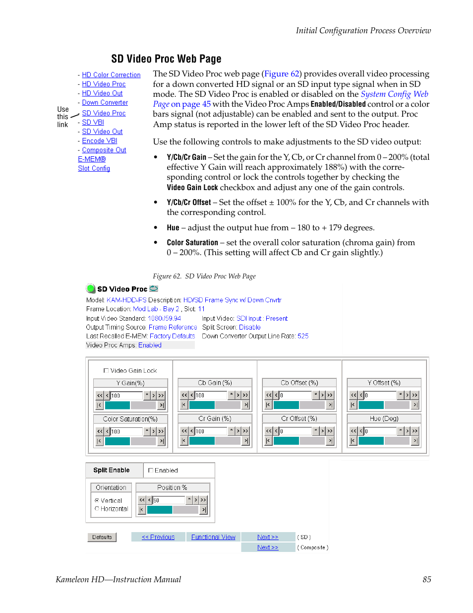 Sd video proc web page | Grass Valley Kameleon HD Multi-Function Modules v.2.5.0 User Manual | Page 85 / 114