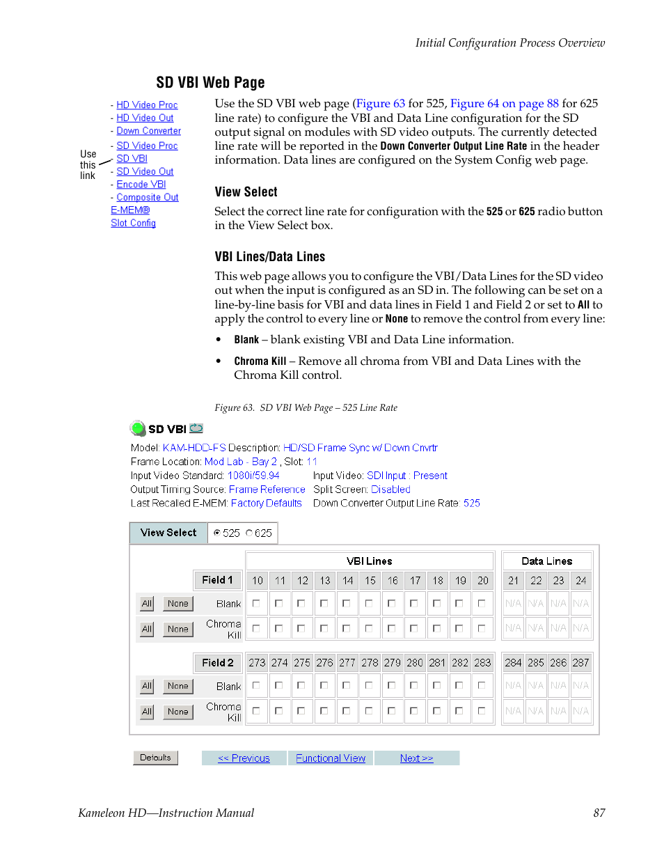 Sd vbi web page | Grass Valley Kameleon HD Multi-Function Modules v.2.5.0 User Manual | Page 87 / 114