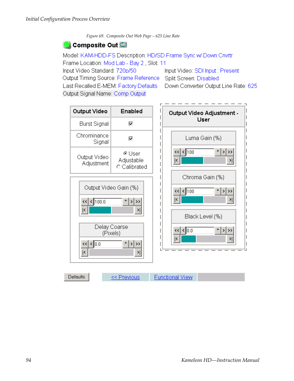 For 625 line rat | Grass Valley Kameleon HD Multi-Function Modules v.2.5.0 User Manual | Page 94 / 114