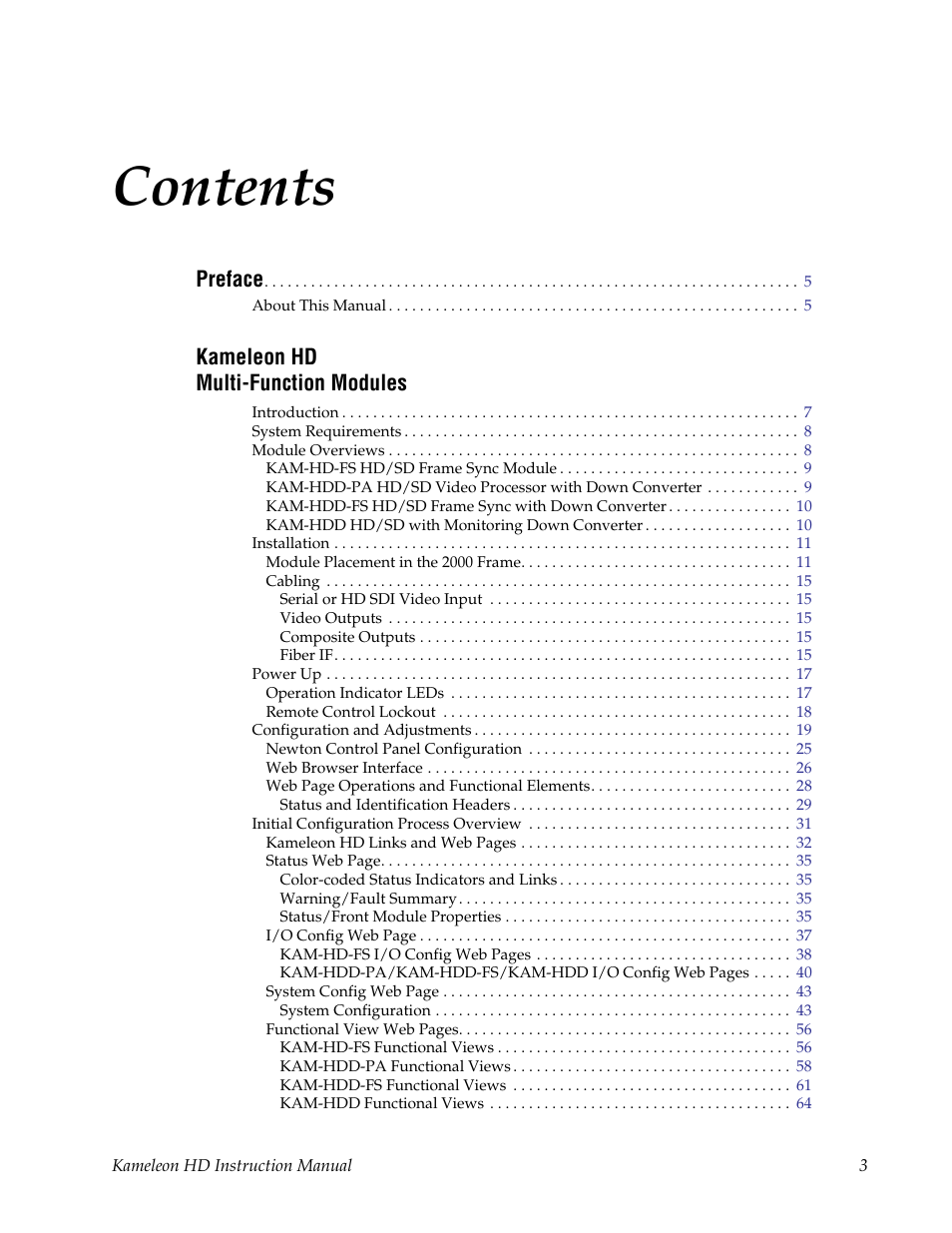 Grass Valley Kameleon HD Multi-Function Modules v.2.1.0 User Manual | Page 3 / 110