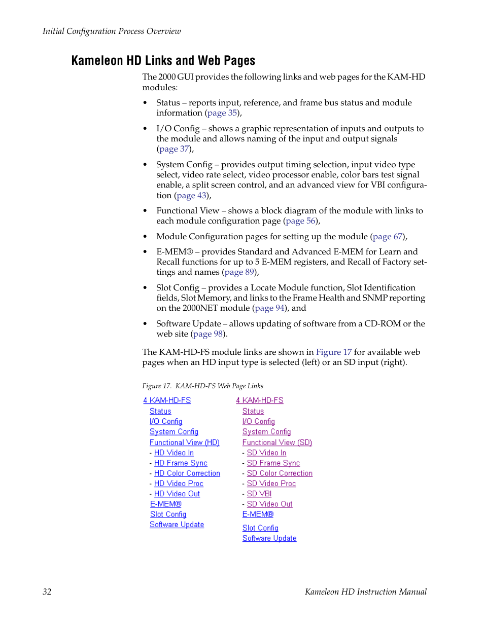 Kameleon hd links and web pages | Grass Valley Kameleon HD Multi-Function Modules v.2.1.0 User Manual | Page 32 / 110