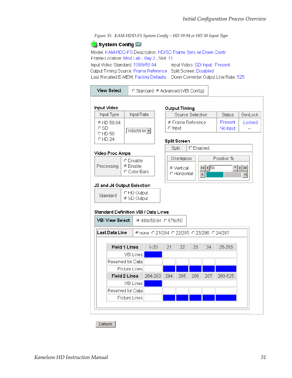 Kam-hdd-fs with hd 59.94 or hd 50 input type, Figure 35 on | Grass Valley Kameleon HD Multi-Function Modules v.2.1.0 User Manual | Page 51 / 110