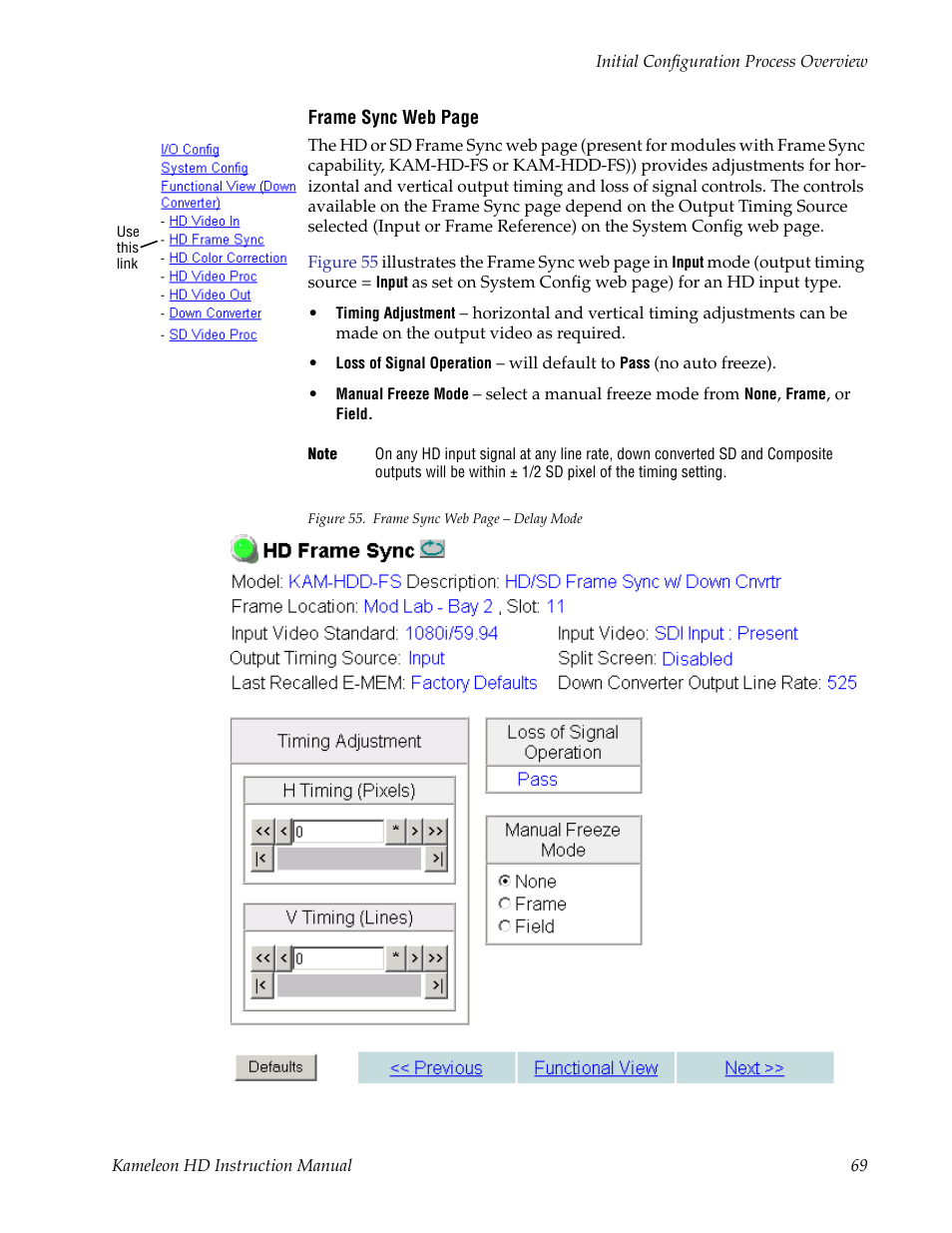 Hd or sd frame sync | Grass Valley Kameleon HD Multi-Function Modules v.2.1.0 User Manual | Page 69 / 110