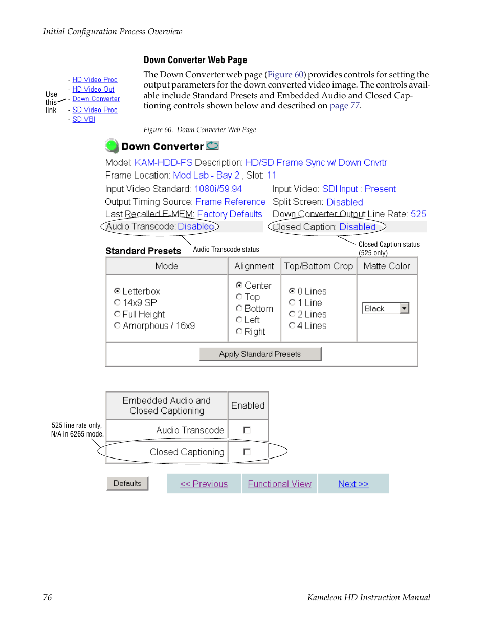 Down converter | Grass Valley Kameleon HD Multi-Function Modules v.2.1.0 User Manual | Page 76 / 110